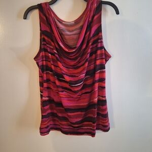 Calvin Klein Pink, Orange and Black Striped Tank Top